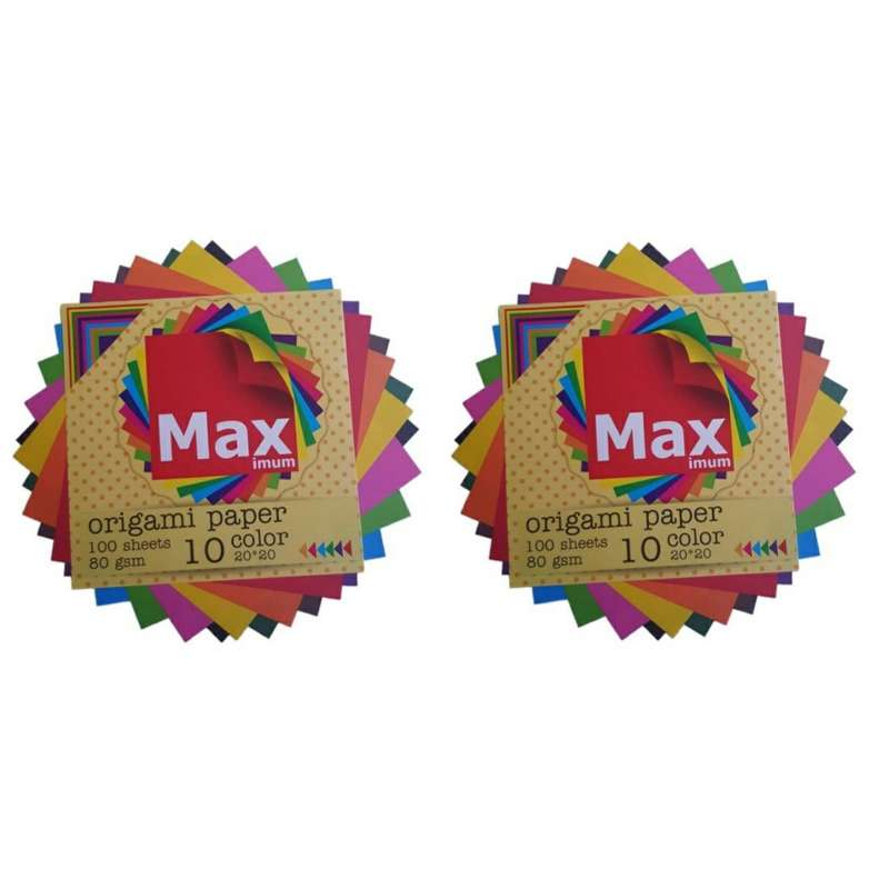 کاغذ اوریگامی مکث مدل رنگین کمان کد B2020 بسته 100 عددی مجموعه 2 عددی