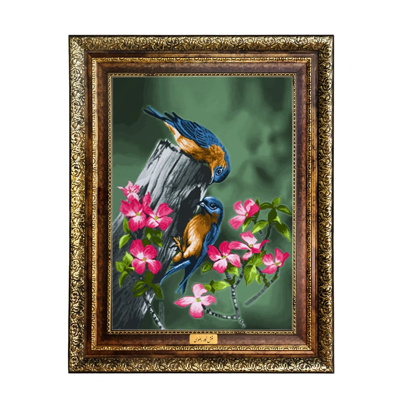 تابلو فرش ماشینی نقش نگار رضوی طرح پرنده کد 1036H