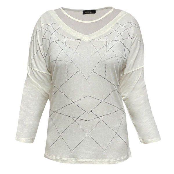 بلوز آستین بلند زنانه کازه مدل نگین دار ضربدری ترک