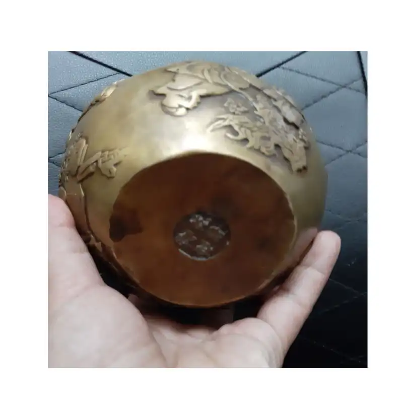 دکوری برنجی مدل چای دان طرح کودکان پرکار مزرعه بسته 2 عددی