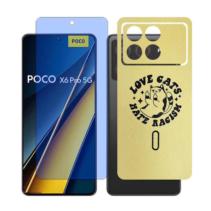 محافظ صفحه نمایش بلو کات گلس مدل Together مناسب برای گوشی موبایل شیائومی Poco X6 Pro به همراه برچسب پوششی پشت گوشی