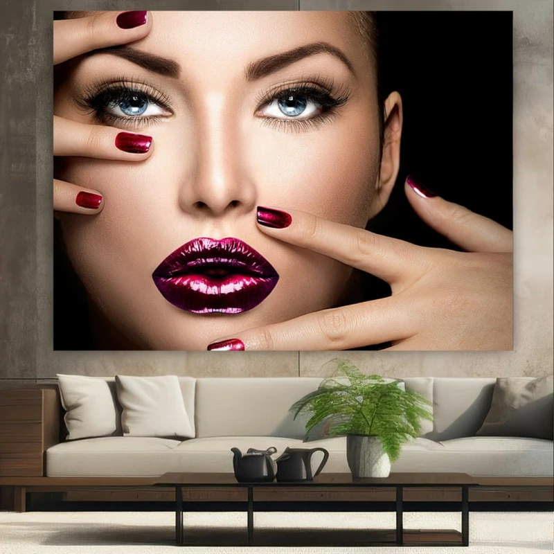 پوستر طرح مخمل آرایشگاه مدل میکاپ کد BK23779