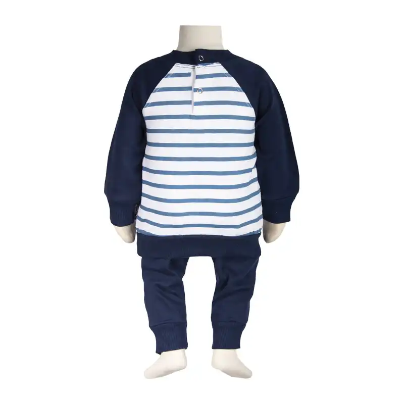 ست سویشرت و شلوار نوزادی آدمک مدل رگلان کد 110023 رنگ سرمه ای