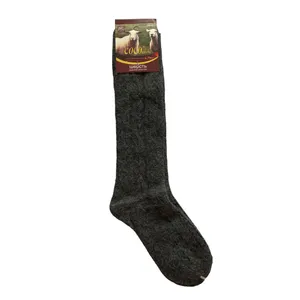 جوراب ساق بلند زنانه کوکو اند هانا مدل پشمی حوله ای زیر زانو رنگ ذغالی