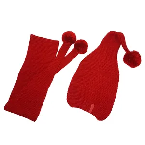 ست کلاه و شال گردن بافتنی بچگانه تارتن مدل 70012 رنگ قرمز