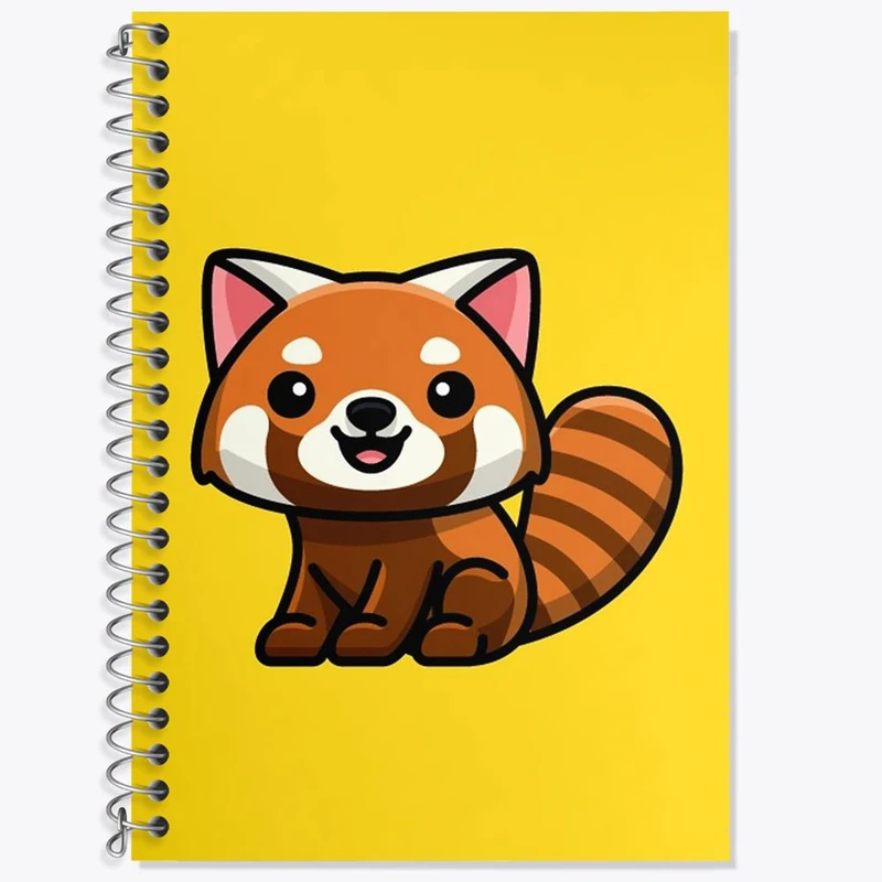 دفتر زبان 50 برگ خندالو مدل سه خط طرح حیوانات بامزه پاندای قرمز کد 28204