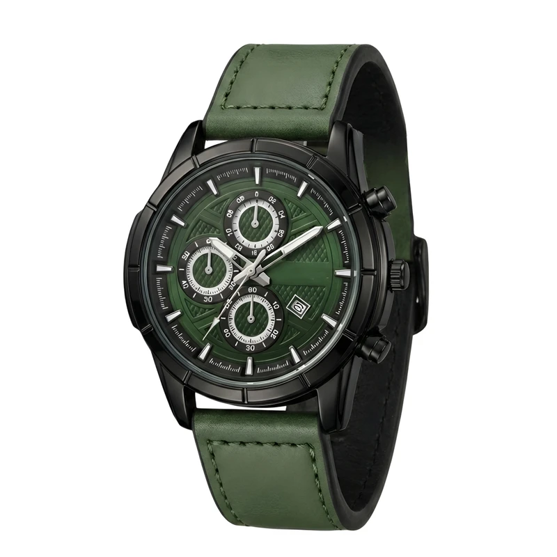 ساعت مچی عقربه‌ای کوارتز مردانه مدل اسپرت کلاسیک تک موتوره بند چرم قفل مگنتی کد M004