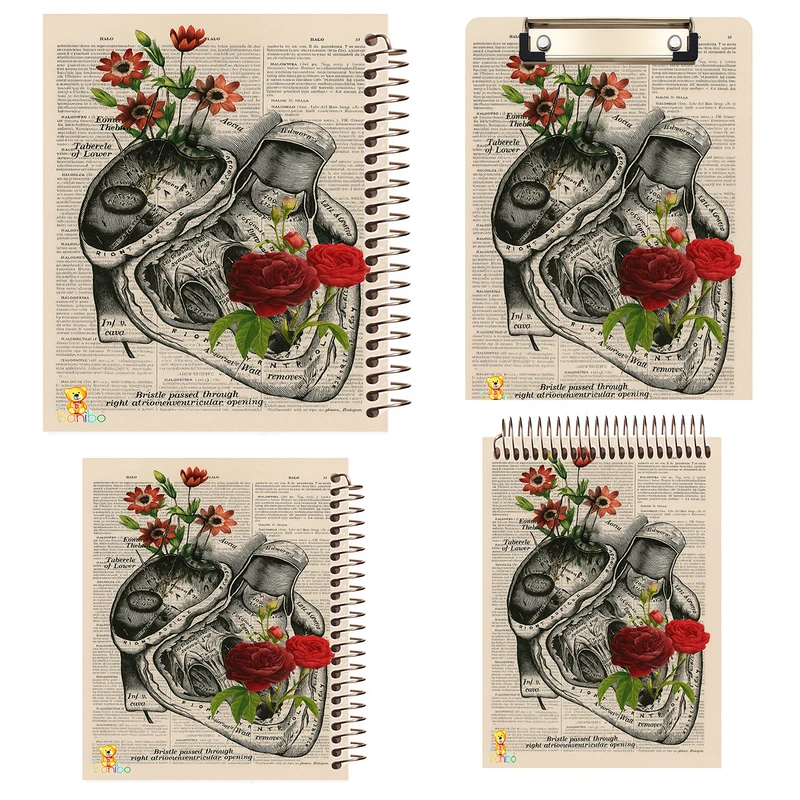 دفتر 100 برگ بانیبو مدل قلب کد 2746 به همراه تخته شاسی بسته 4 عددی