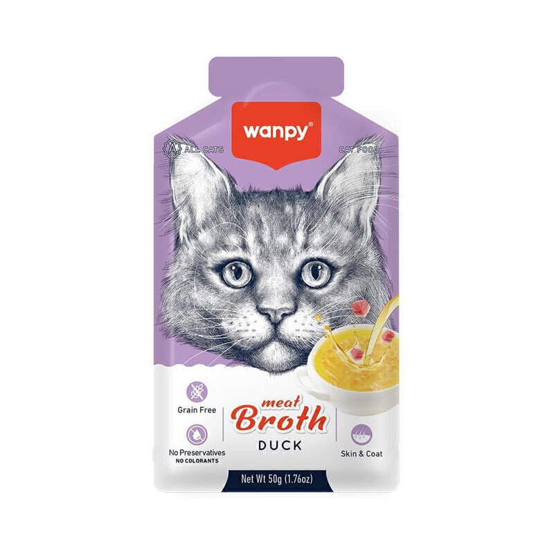 سوپ گربه بالغ ونپی مدل Meat Broth طعم اردک بسته ۱۲ عددی