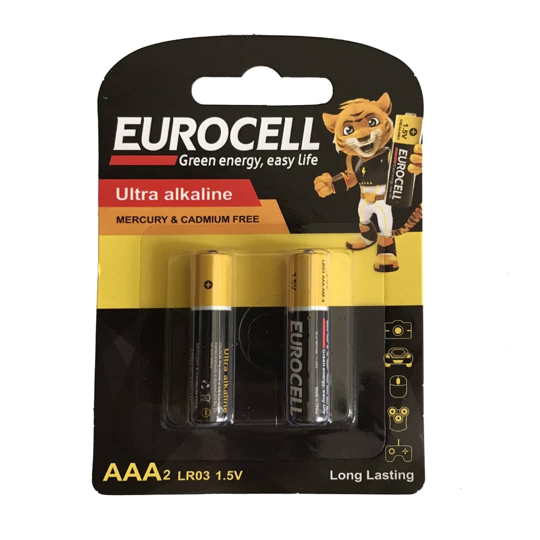باتری نیم قلمی یوروسل مدل Ultra Alkaline بسته 2 عددی