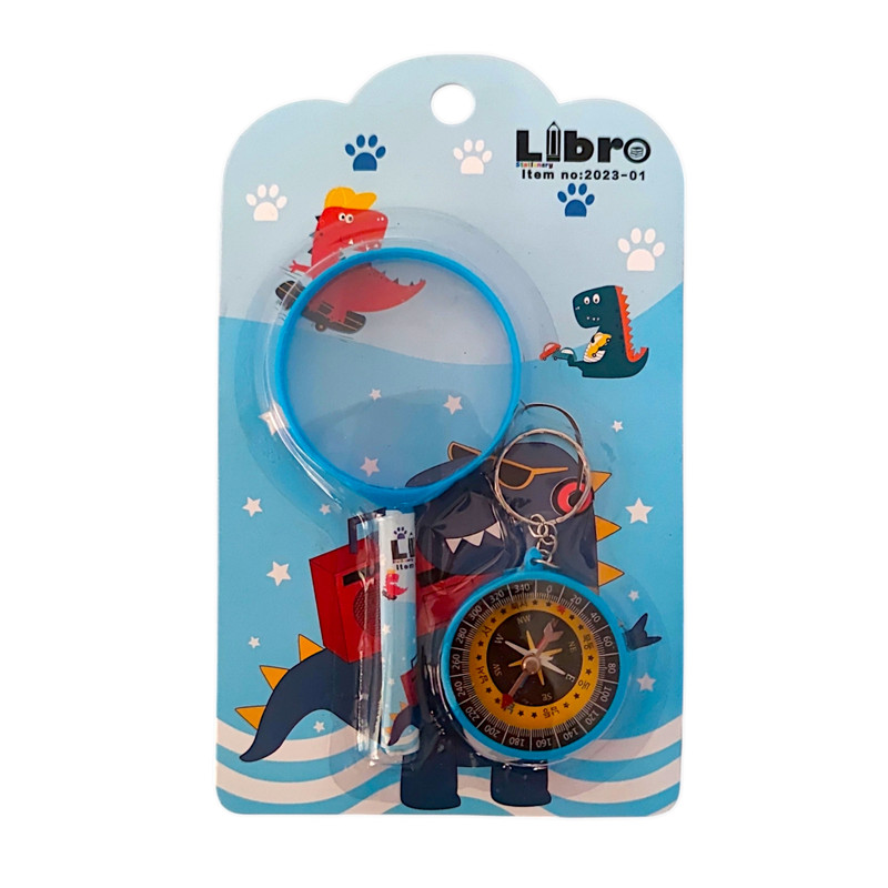 ذره بین مدل دایناسور به همراه قطب نما