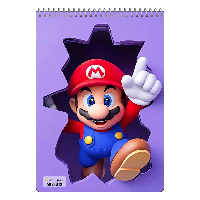 دفتر نقاشی 50 برگ سیمی کارنیکا طرح ماریو mario کد 52570