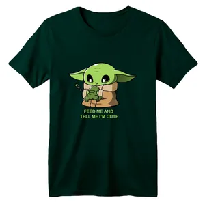 تی شرت آستین کوتاه بچگانه مدل بیبی یودا کد۱۱  رنگ سبز تیره