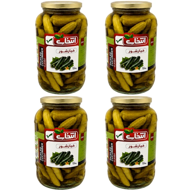 خیارشور نمکی، سرکه‌ای انتخاب - 1500 گرم بسته 4 عددی