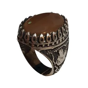 انگشتر نقره مردانه مدل عقیق سلیمانی سلطانی کد AS3P2012