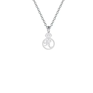 گردنبند نقره زنانه هایکا مدل الماس و حرف R کد n.ha2-852