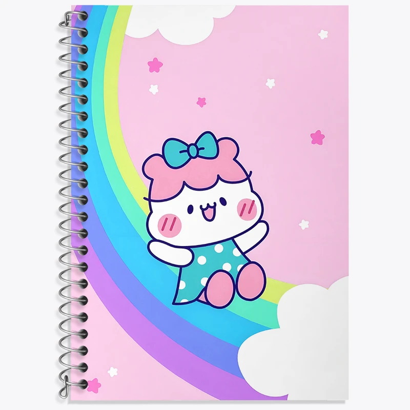 دفتر زبان 50 برگ خندالو مدل دو خط طرح دخترانه کیوت کد N3964