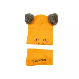 ست کلاه و شال گردن بافتنی نوزادی مدل HAPPY