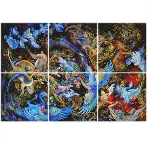 تایل سقفی آسمان مجازی طرح مینیاتوری پرندگان کد ST 6281-6 سایز 60x60 سانتی متر مجموعه 6 عددی