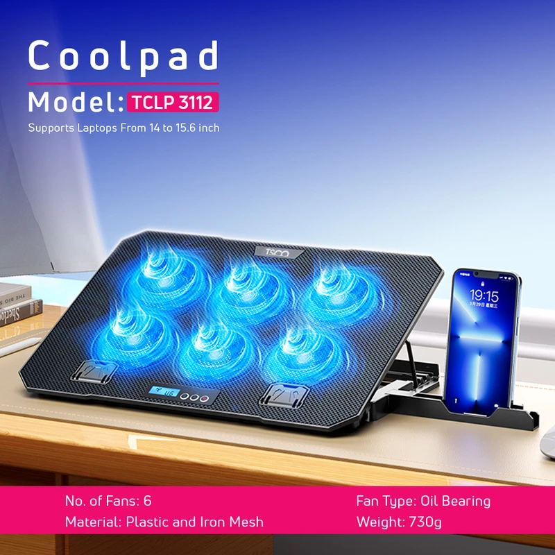 عکس شماره 6 : پایه خنک کننده لپ تاپ دارای پورت usb تسکو مدل tclp 3112 با قابلیت تنظیم ارتفاع