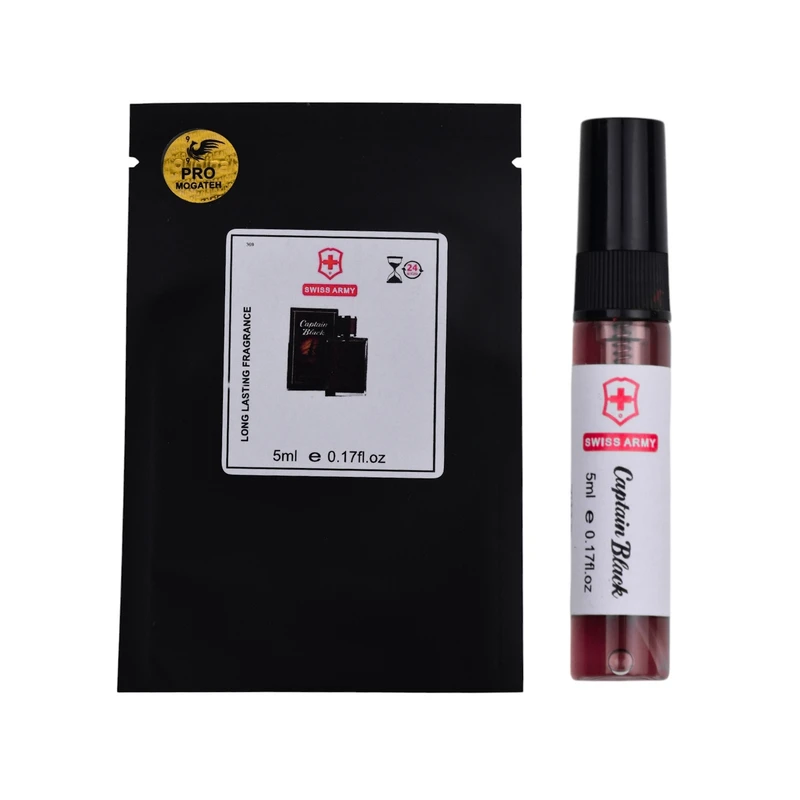 عطر جیبی مردانه سوئیس آرمی مدل کاپیتان بلک با رایحه گرم حجم 5 میلی‌لیتر