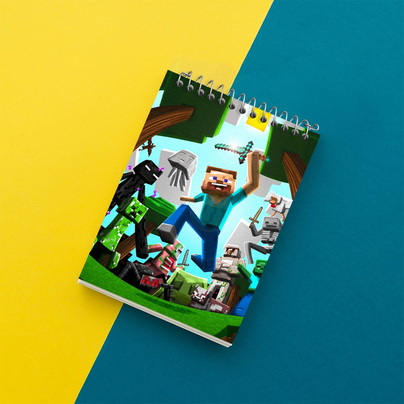 دفتر یادداشت 50 برگ خندالو مدل ماینکرافت (Minecraft) کد F1608