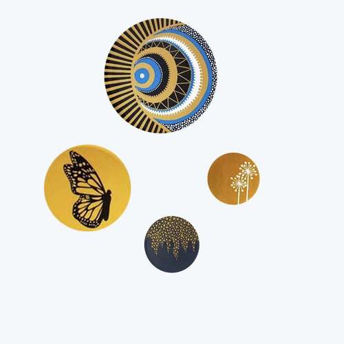 بشقاب دیوارکوب سفالی طرح پروانه مجموعه 4 عددی