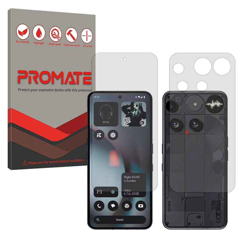 محافظ صفحه نمایش شفاف پرومیت مدل Resistant مناسب برای گوشی موبایل ناتینگ  Phone 3به همراه محافظ پشت گوشی 