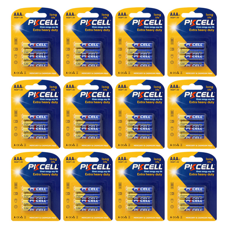 باتری نیم قلمی پی کی سل مدل Extra Heavy Duty بسته 48 عددی