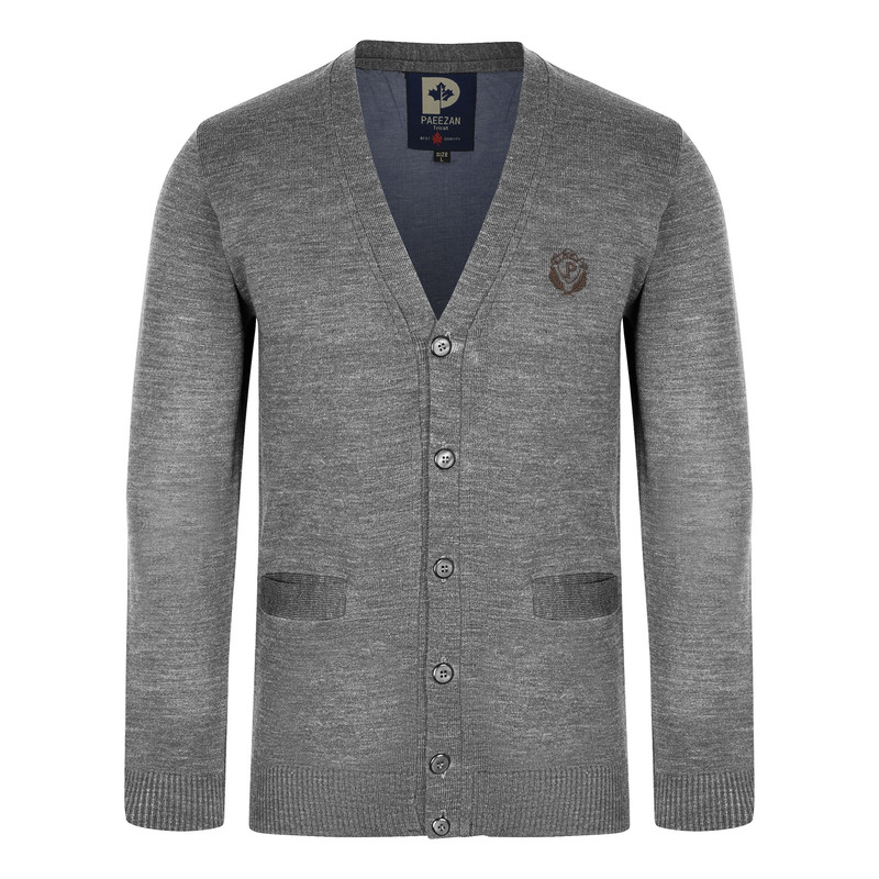 ژاکت مردانه تریکو پاییزان مدل PJ701 ملانژ رنگ طوسی