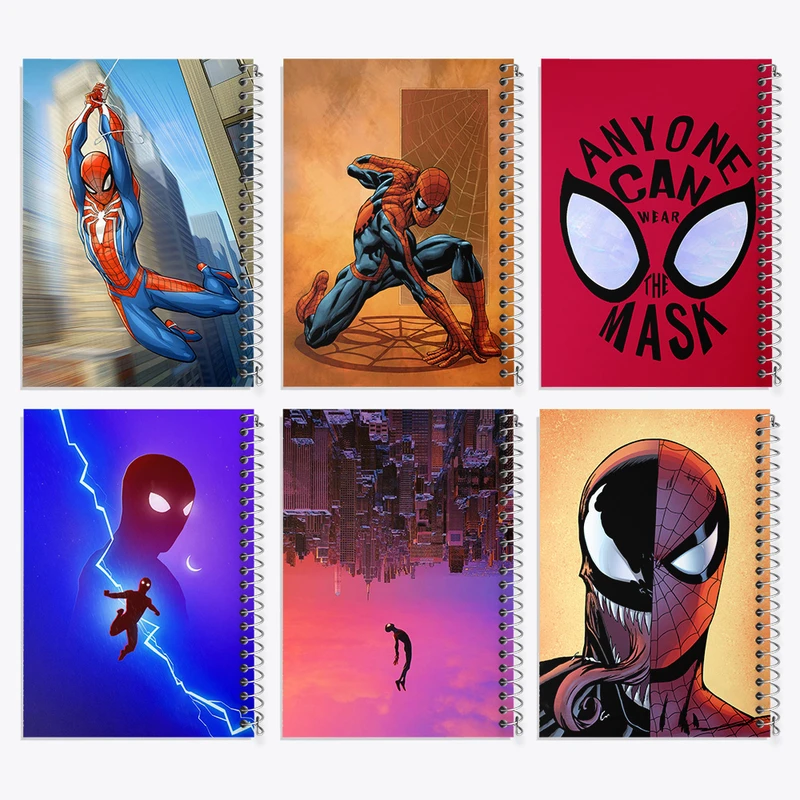 دفتر مشق 50 برگ خندالو طرح مرد عنکبوتی کد 947 مجموعه 6 عددی