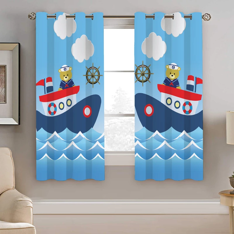 پرده نیروانا طرح کشتی کودک مدل هازان کد 8927 سایز 140×200 سانتی متر