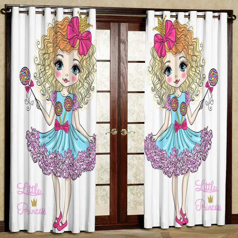 پرده مدل دختر مو فرفری  مخمل پانچی کد 2644ab سایز 200x140 سانتی متر