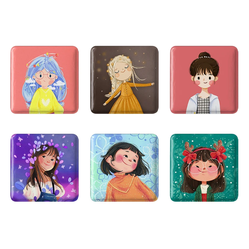 مگنت خندالو طرح دخترانه فانتزی کد 1643B مجموعه 6 عددی