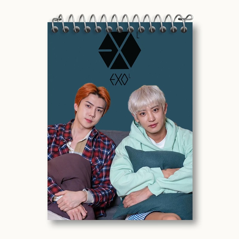 دفتر یادداشت 50 برگ خندالو مدل سهون و چانیول گروه اکسو EXO کد 16818