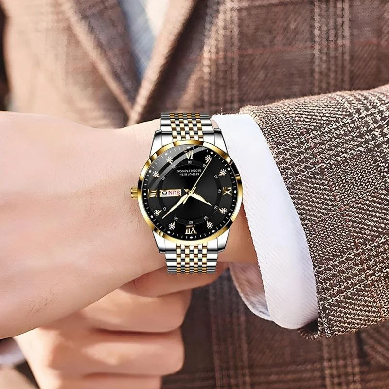 ساعت مچی عقربه‌ای مردانه کوارتز مدل دی دیت نگینی کد 01