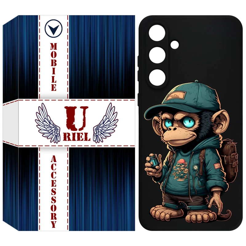 کاور یوریل قاب مدل KSH کد 36 طرح میمون مناسب برای گوشی موبایل سامسونگ Galaxy A55
