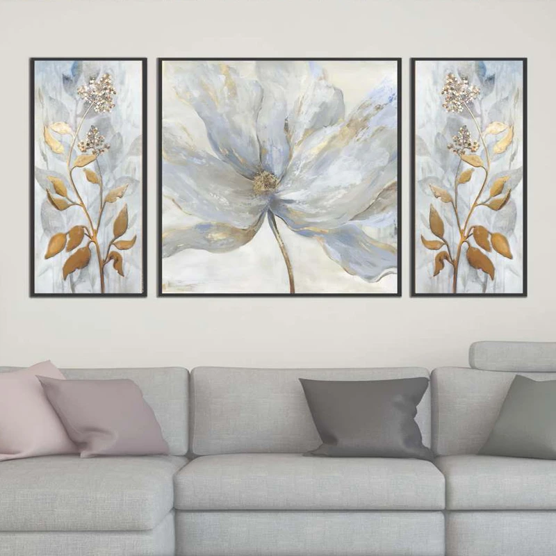 تابلو بکلیت طرح مدرن دیجیتال آرت مدل B-2116 فریم مشکی مجموعه 3 عددی