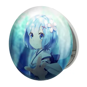 آینه جیبی خندالو طرح رم انیمه دختر مدل تاشو کد 12147 