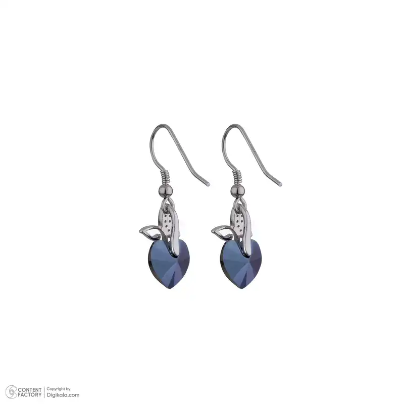 گوشواره نقره زنانه سواروسکی مدل قلب و پروانه کد 4542115