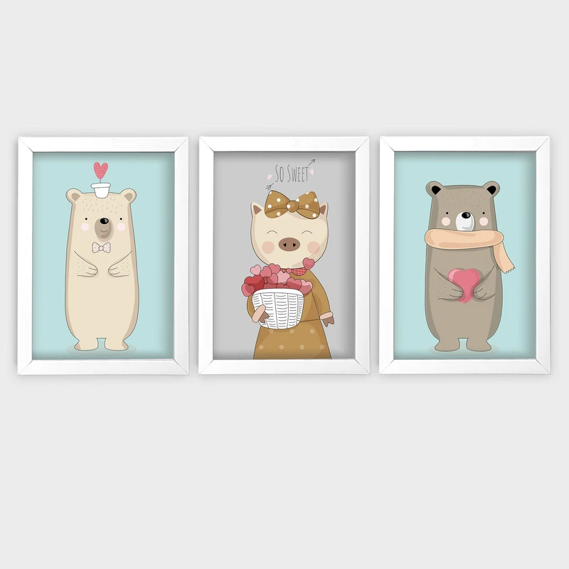 تابلو اتاق کودک آرتیفن کد K159W مجموعه 3 عددی