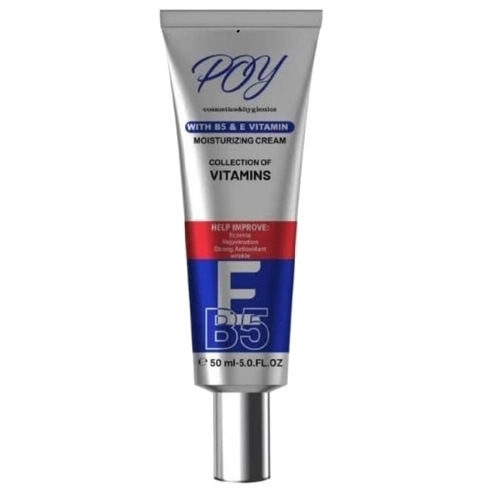 کرم مرطوب کننده پوست پی او وای مدل ویتامین E و B5 مناسب برای انواع پوست حجم 50 میلی لیتر