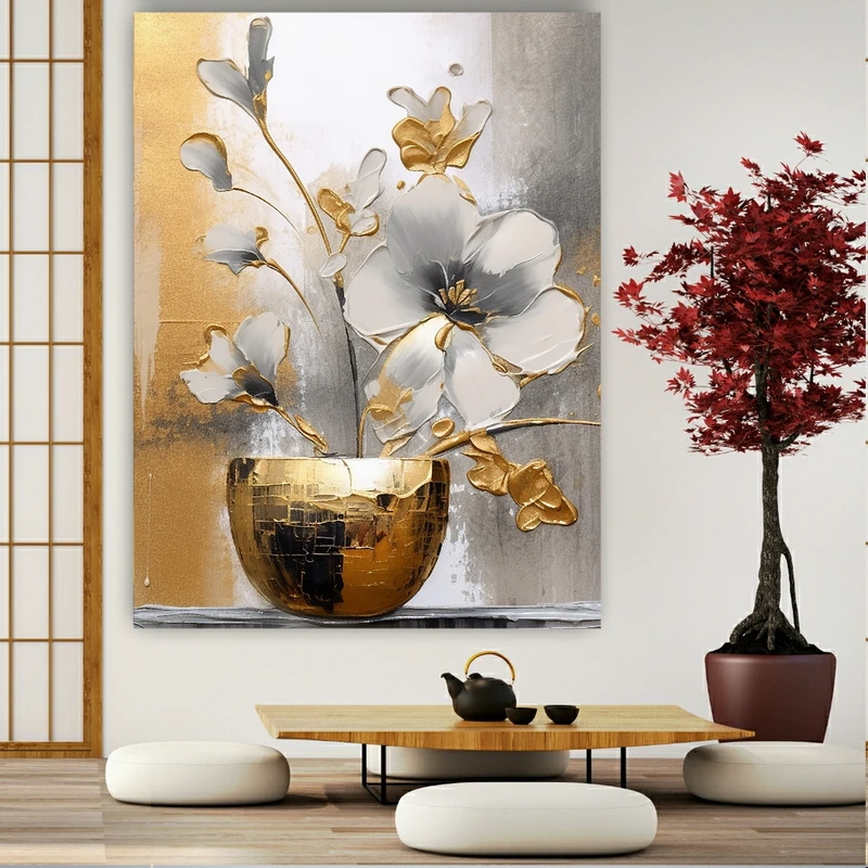 تابلو بوم طرح مخمل گل دکوری فانتزی کد GR1261