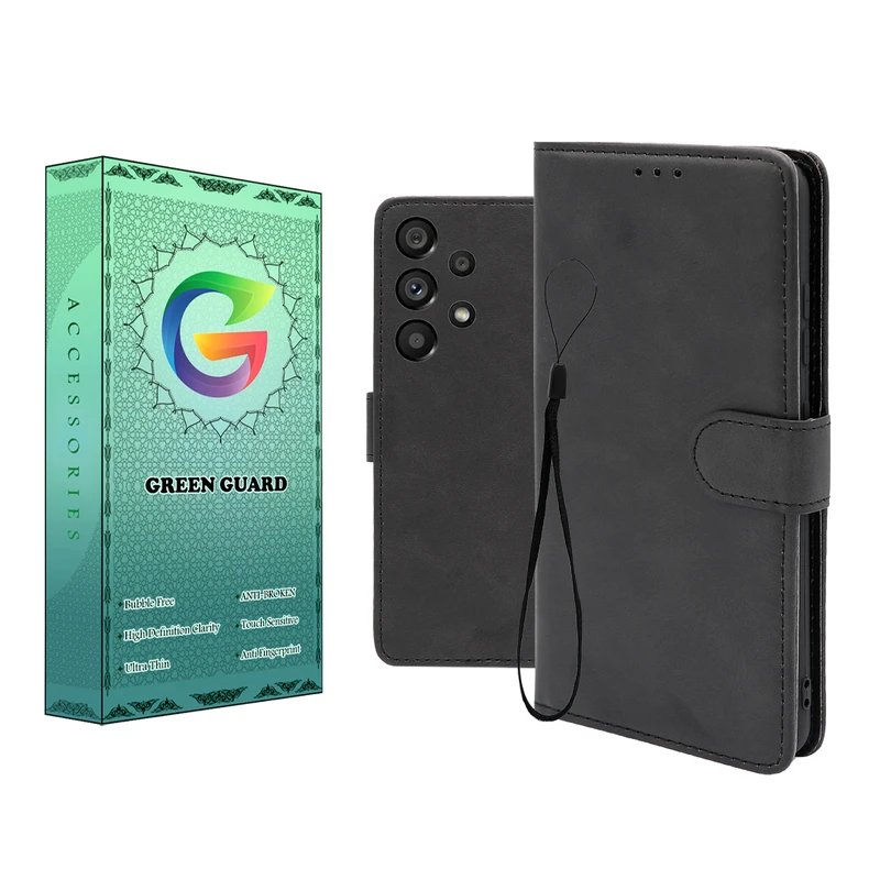 کیف کلاسوری گرین گارد طرح چرمی مدل Landing مناسب برای گوشی موبایل سامسونگ Galaxy A72 به همراه بند آویز