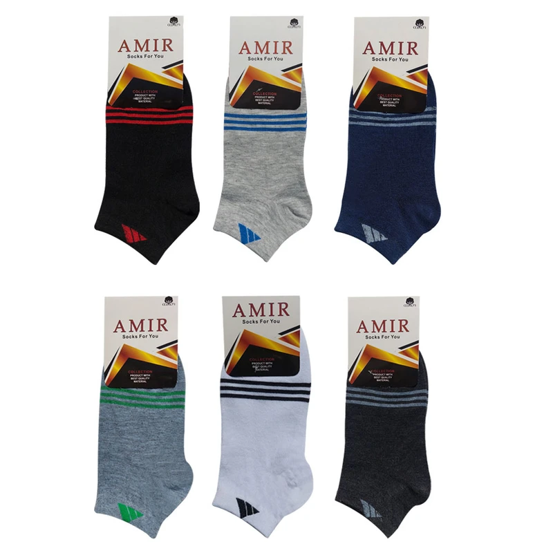 جوراب ساق کوتاه پسرانه مدل B008 بسته 6 عددی