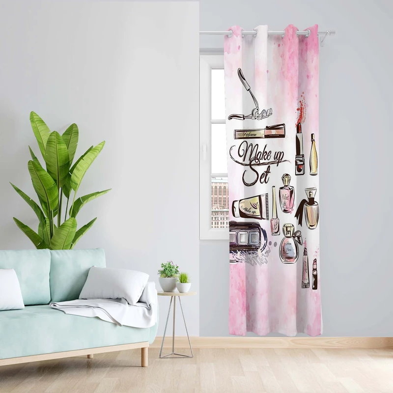 پرده طرح میکاپ مدل مخمل پانچی کد 5447L z سایز 140x200 سانتی متر