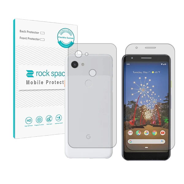 محافظ صفحه نمایش شفاف راک اسپیس مدل HyGEL مناسب برای گوشی موبایل گوگل Pixel 3a XL به همراه محافظ پشت گوشی