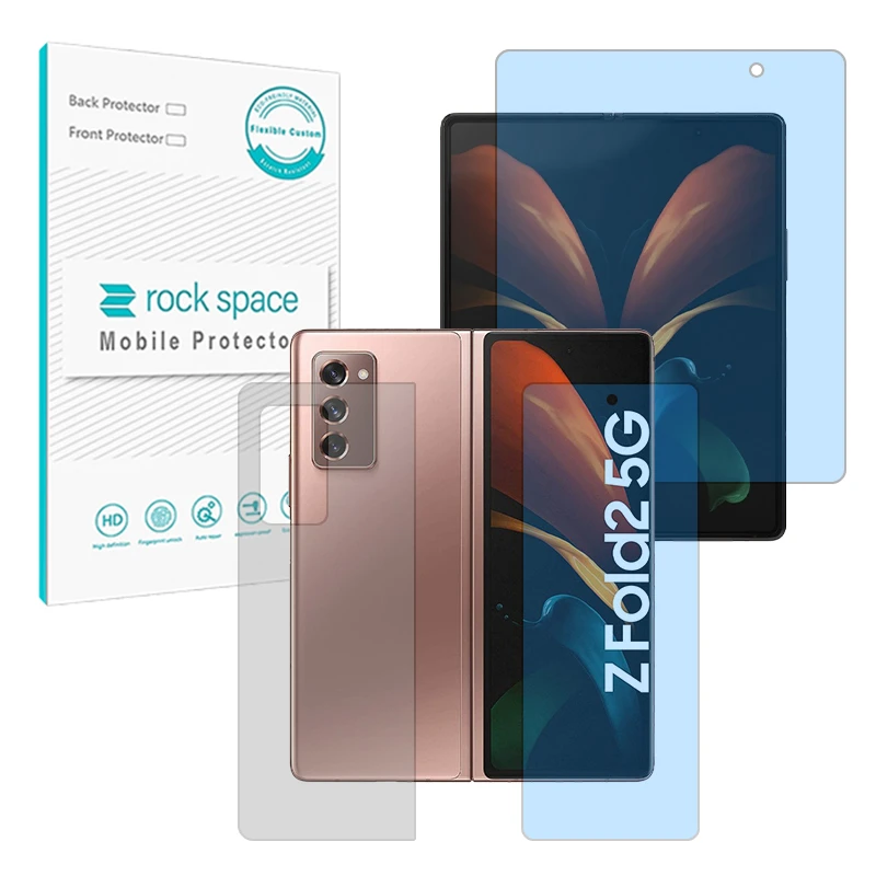 محافظ صفحه نمایش آنتی بلو راک اسپیس مدل Eye Care مناسب برای گوشی موبایل سامسونگ Galaxy Z Fold 2 به همراه محافظ پشت گوشی