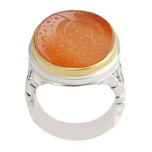 انگشتر نقره مردانه مدل سنگ یمانی کهنه کد AM_2477