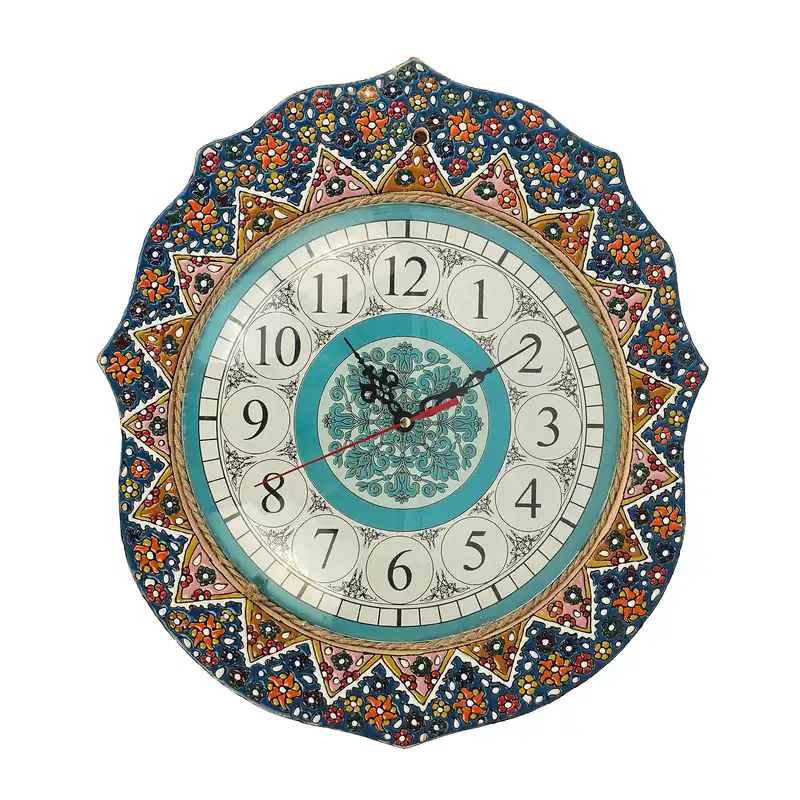 ساعت میناکاری سفالی مدل خورشید